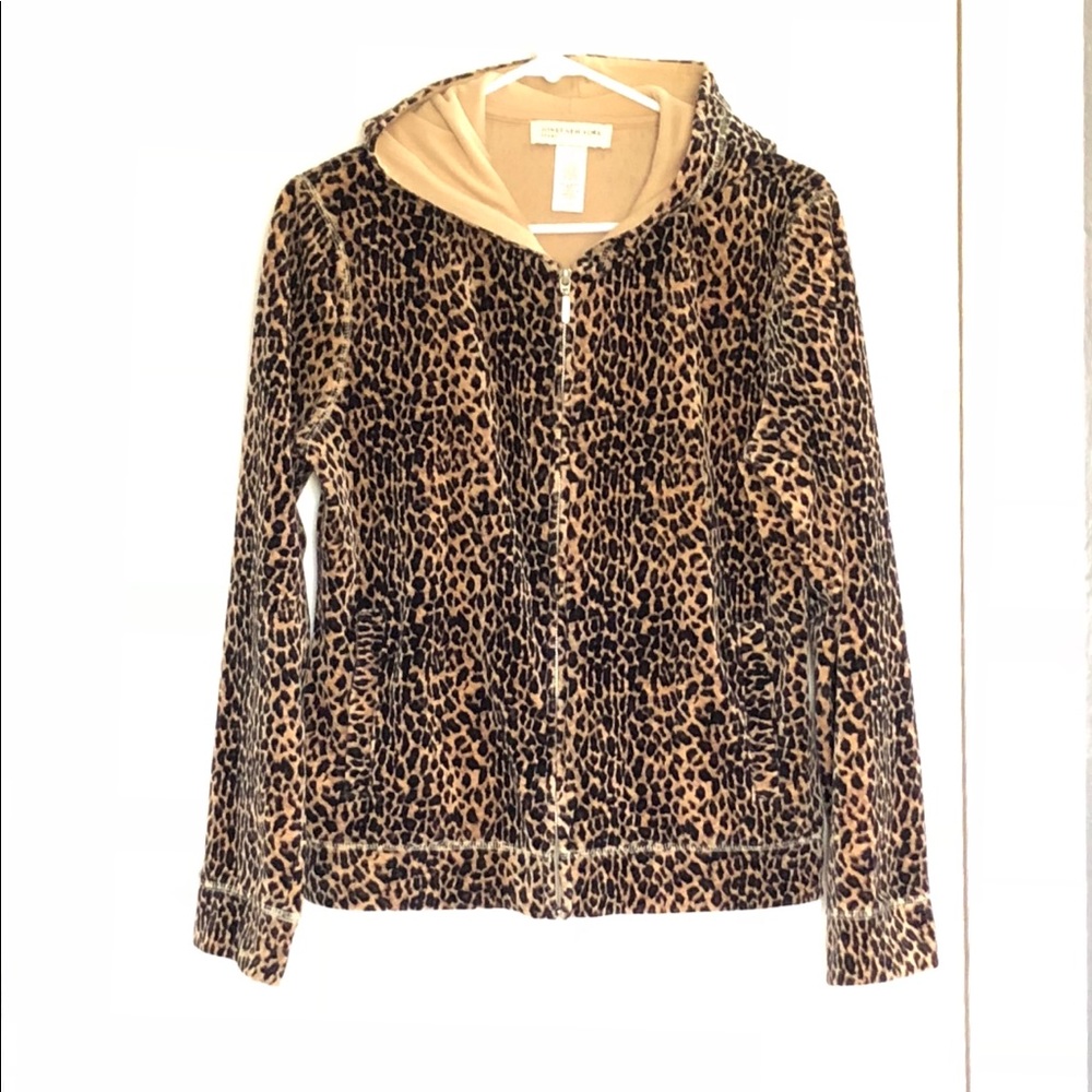 Jones New York Sport Zip Hoodie Leopard Print